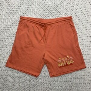 AC/DC‎ Shorts Men's 3XL Sweat Jogger Coral Orange Fleece Drawstring RN#86947
